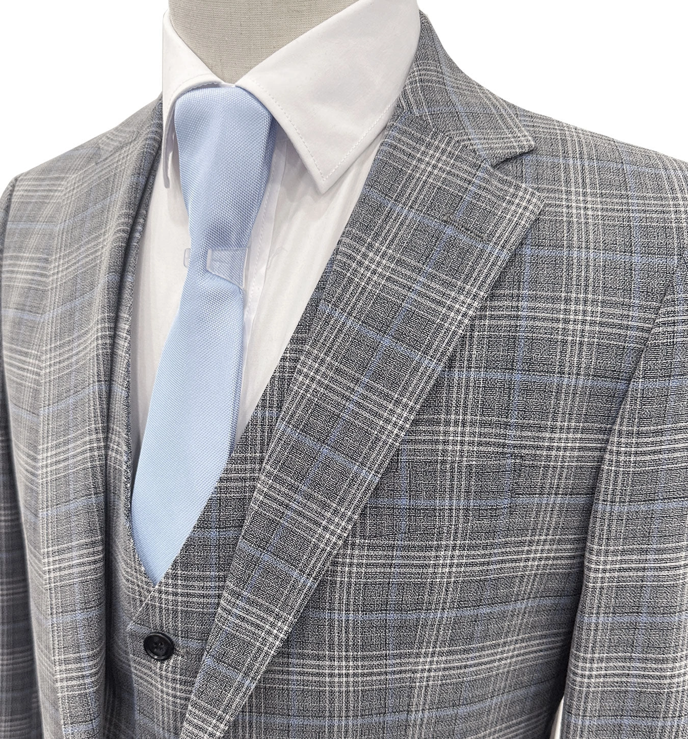 Angelo Rossi Grey & Blue Glen Check Suit: Modern Fit & Timeless Style - Get Vested!